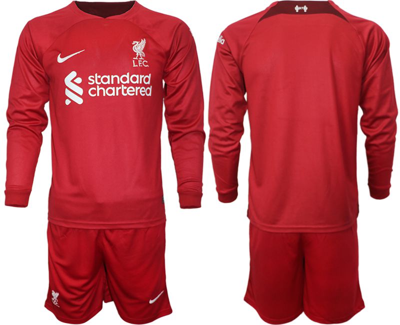 Men 2022-2023 Club Liverpool home long sleeves red blank Soccer Jersey->customized soccer jersey->Custom Jersey